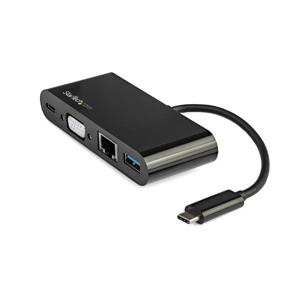 StarTech USB C Multiport Adapter - Mini USB-C Dock w/ Single Monitor VGA 1080p Video - 60W Power Delivery Passthrough - USB 3.1 Gen 1 Type-A 5Gbps, Gigabit Ethernet - Docking Station