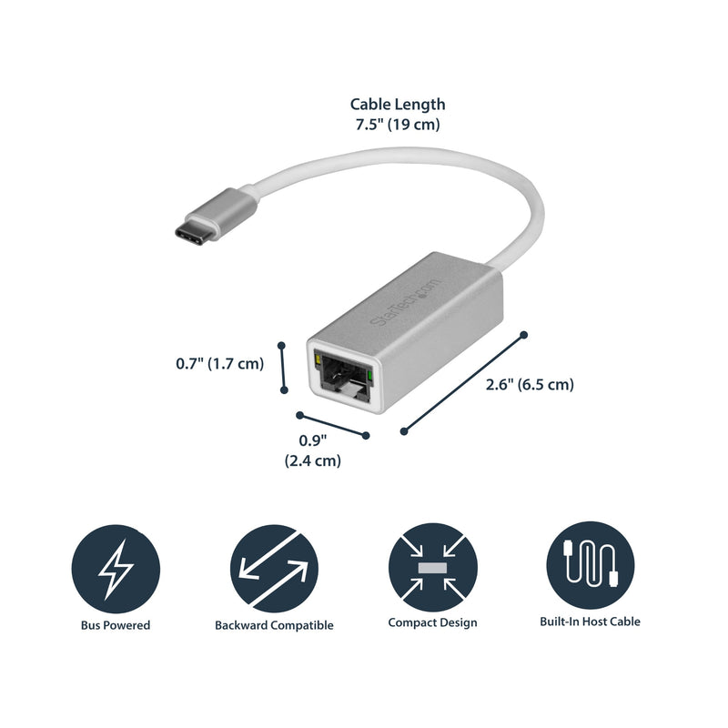 StarTech USB-C to Gigabit Network Adapter - Silver
