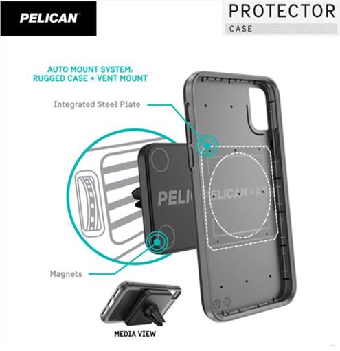 PELICAN Protector Case with Vent Mount Galaxy S10e Black & Grey Colour
