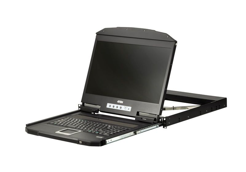 ATEN ten 18.5" Short Depth VGA Single Rail LCD Console, can be mounted up to a depth of 47cm to 75cm and