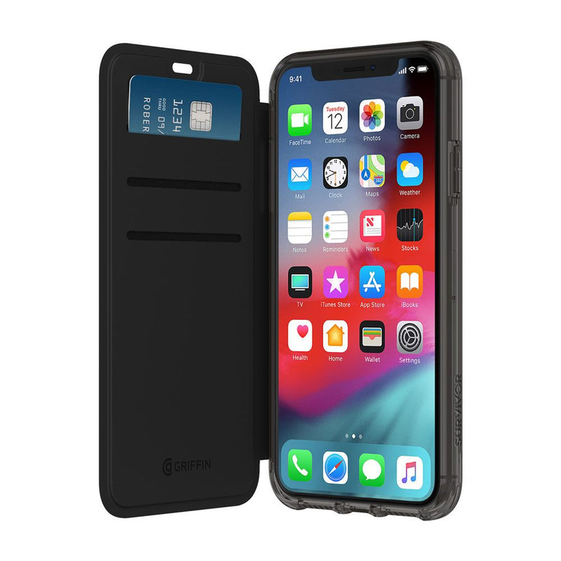 Griffin Survivor Clear Wallet mobile phone case 14.7 cm (5.8) Wallet case Black,Transparent
