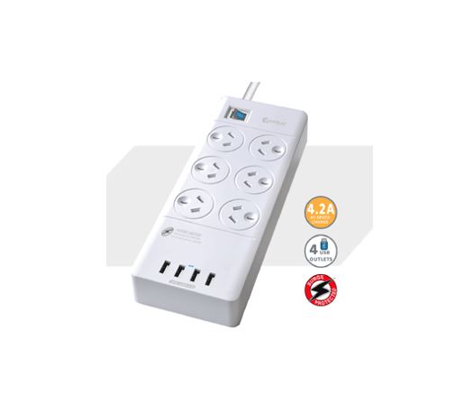 Sansai PAD-4066E surge protector White 6 AC outlet(s) 230 - 240 V 1 m