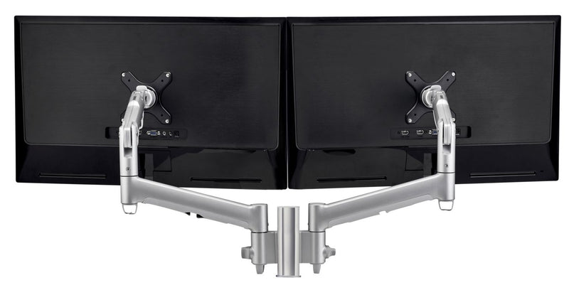 ATDEC AWM Dual monitor mount solution on a 135mm post - F Clamp - silver