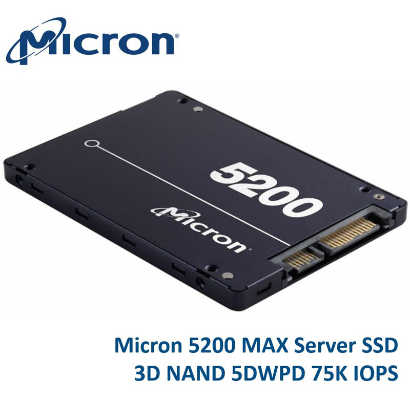 Crucial Micron 5200 MAX 960GB 2.5' SATA3 6Gbps 5DWPD SSD 3D TLC NAND 540R/520W MB/s 95K/75K IOPS 7mm Server