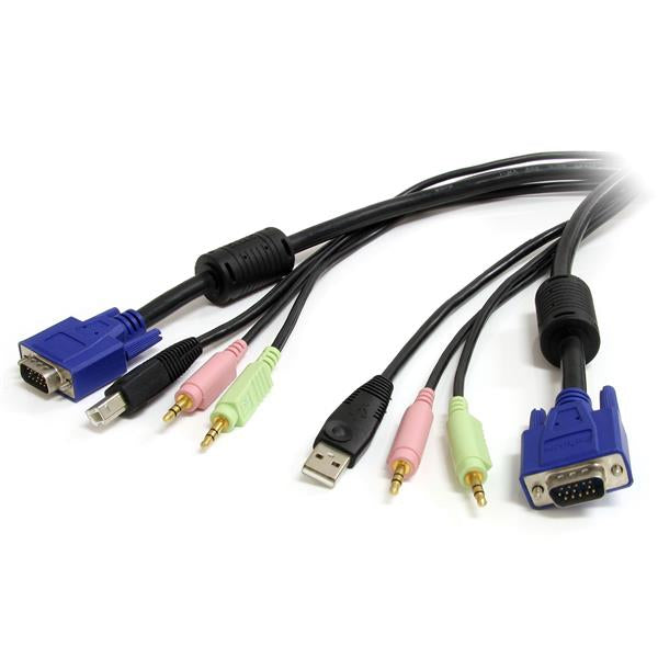 StarTech 6 ft 4-in-1 USB VGA KVM Switch Cable with Audio and Microphone