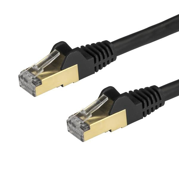 StarTech 2m CAT6a Ethernet Cable - 10 Gigabit Shielded Snagless RJ45 100W PoE Patch Cord - 10GbE STP Network Cable w/Strain Relief - Black Fluke Tested/Wiring is UL Certified/TIA