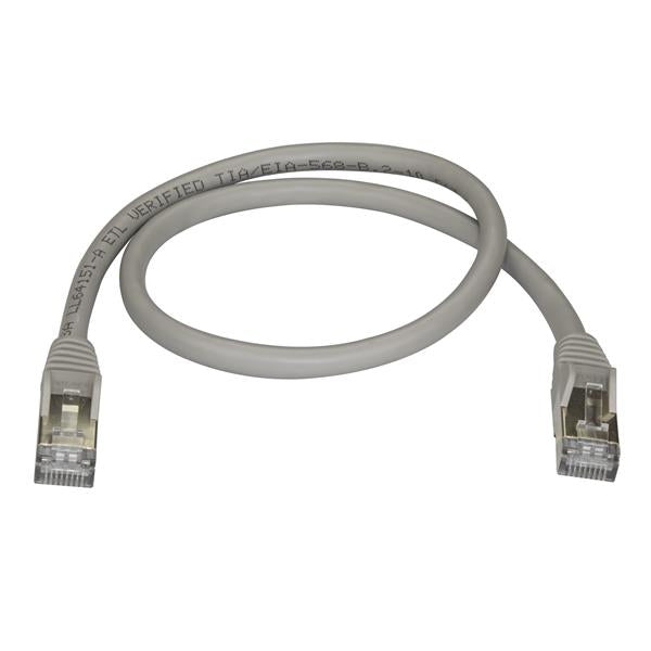 StarTech 0.50m CAT6a Ethernet Cable - 10 Gigabit Shielded Snagless RJ45 100W PoE Patch Cord - 10GbE STP Network Cable w/Strain Relief - Grey Fluke Tested/Wiring is UL Certified/TIA