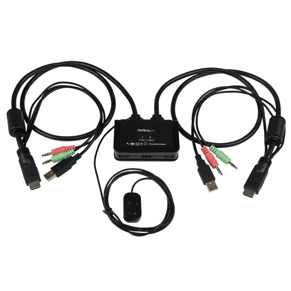 StarTech 2 Port USB HDMI Cable KVM Switch with Audio and Remote Switch – USB Powered