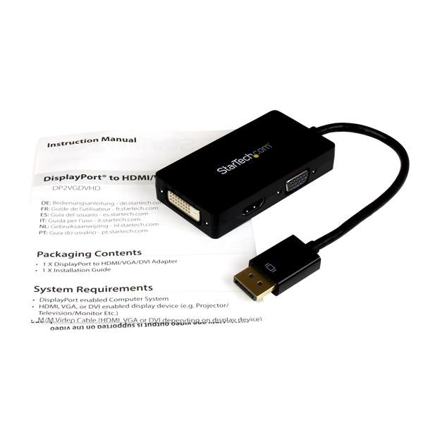StarTech Travel A/V adapter: 3-in-1 DisplayPort to VGA DVI or HDMI converter