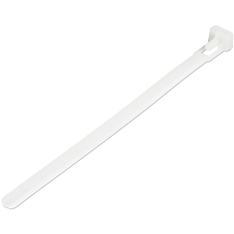 StarTech 6"(15cm) Reusable Cable Ties - 1/4"(7mm) wide, 1-3/8"(35mm) Bundle Dia. 50lb(22kg) Tensile Strength, Releasable Nylon Ties, Indoor/Outdoor, 94V-2/UL Listed, 100 Pack - White