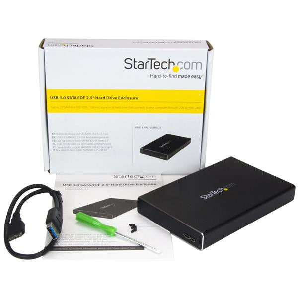 StarTech USB 3.0 Universal 2.5in SATA III or IDE Hard Drive Enclosure with UASP - Portable External SSD / HDD