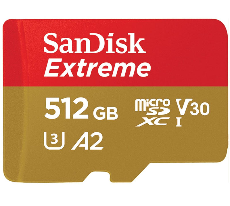 SANDISK Extreme 512GB microSD SDHC SQXAF V30 U3 C10 A1 UHS-1 160MB/s R 90MB/s W 4x6 SD Adaptor Android Smart