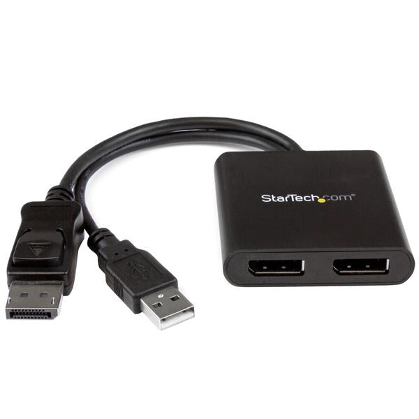StarTech 2-Port Multi Monitor Adapter - DisplayPort 1.2 MST Hub - Dual 4K 30Hz or 1080p - USB Bus Powered - Video Splitter for Extended Desktop Mode on Windows PCs Only - DP to 2x DP