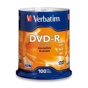 Verbatim DVD-R 4.7GB 16X Branded 100pk Spindle 100 pc(s)