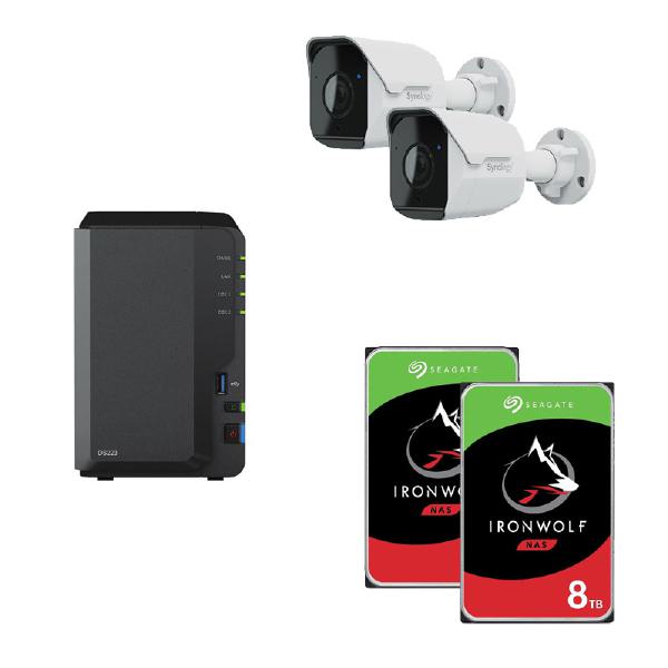 SYNOLOGY BC500 Camera Bundle 3 includes Synology DS223 x 1 plus Seagate IronWolf ST8000vn004 x 2 plus Synology BC500 x 2