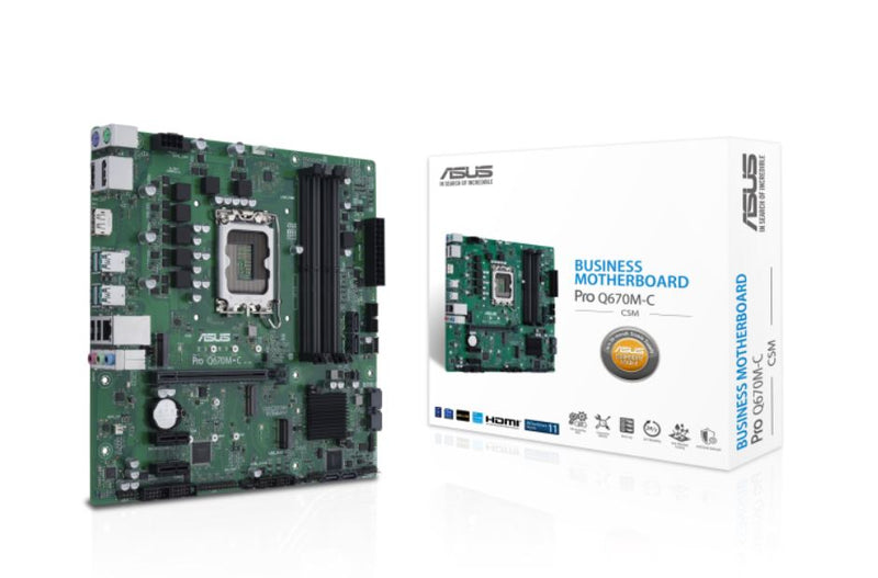 ASUS Q670M PRO Q670M-C-CSM Intel LGA 1700 Micro-ATX Business Motherboard, 4xDDR5~128GB,1x PCIe 4.0/3.0 x16 slot,1Gb Ethernet