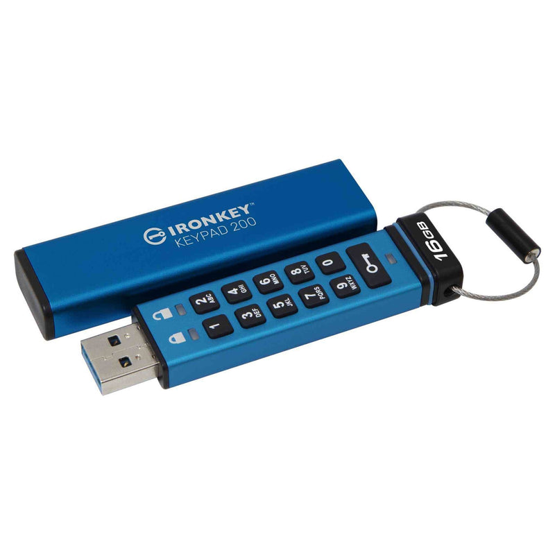 Kingston IronKey Keypad 200 USB flash drive 16 GB USB Type-A 3.2 Gen 1 (3.1 Gen 1) Blue