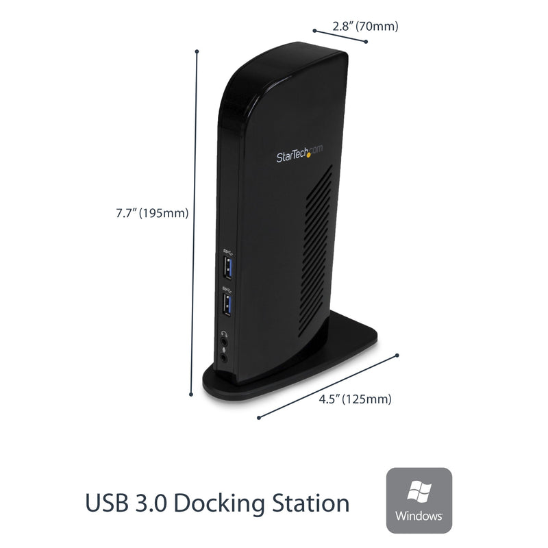 StarTech Dual Monitor USB 3.0 Docking Station with HDMI - DVI - 6 x USB Ports~Dual Monitor USB 3.0 Laptop Docking Station with HDMI & DVI/VGA, 6x USB-A Hub, GbE, Audio, Universal Type-A Dock - Windows/macOS/ChromeOS
