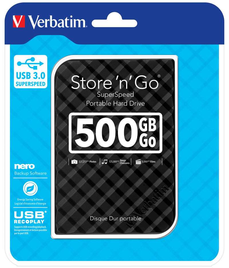 Verbatim Store 'n' Go USB 3.0 Hard Drive 500GB* Black