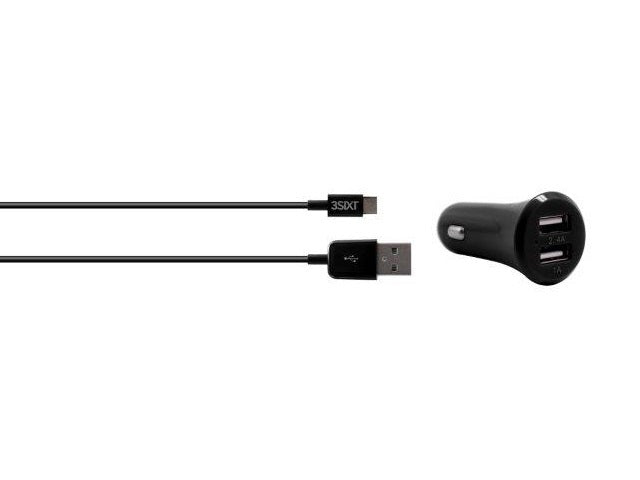 3SIXT xDual USB Car Charger 3.4A - Micro USB - Black