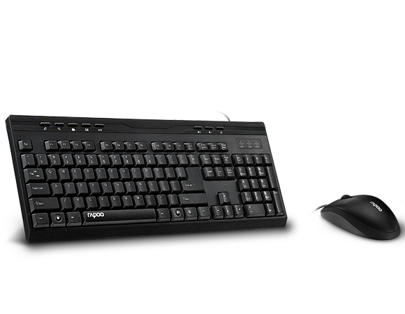 RAPOO Wired Optical Mouse & Keyboard Combo BLACK Multimedia Keyboard/Full Size/Anti-oxidation sealed membr