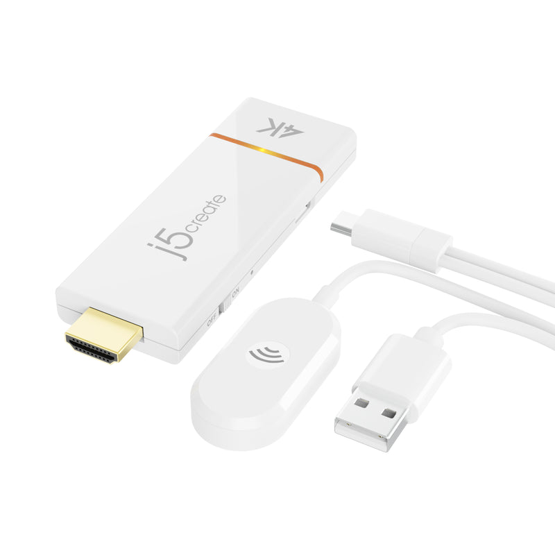 j5create JVAW76 ScreenCast 4K HDMI Wireless Display Adapter, White