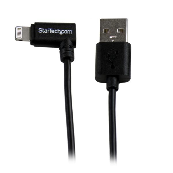 StarTech 1 m (3 ft.) USB to Lightning Cable - Right Angle iPhone / iPad / iPod Charger Cable - 90 Degree Lightning to USB Cable - Apple MFi Certified - Black