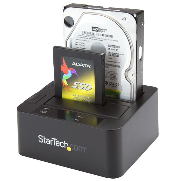 StarTech Dual-Bay USB 3.0 / eSATA to SATA Hard Drive Docking Station, USB Hard Drive Dock, External 2.5/3.5" SATA I/II/III SSD/HDD Docking Station, Hot-Swap Hard Drive Bays, Top-Loading