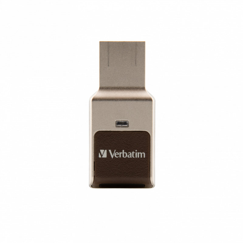 Verbatim FingerPrint Secure - USB 3.0 Drive with fingerprint scanner and AES-256 HW encryption to protect your data - 64 GB - Brown/Silver