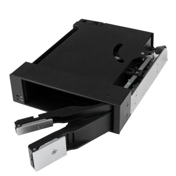 StarTech.com Dual Bay 5.25 Trayless Hot Swap Mobile Rack Backplane for 2.5 and 3.5 SATA/SAS HDD or SSD with Fan