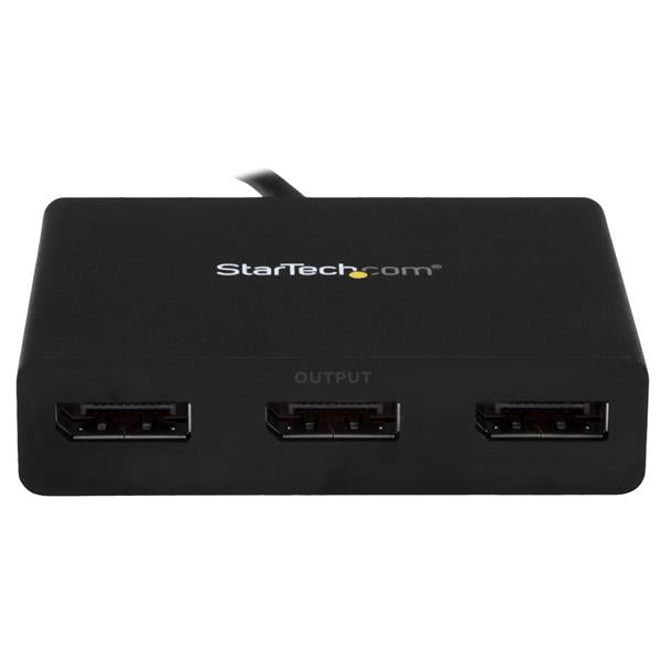 StarTech 3-Port USB-C Multi-Monitor Adapter, USB Type-C to 3x DisplayPort 1.2 MST Hub, Triple 1080p 30Hz DP Laptop Display Extender / Splitter, Extra-Long Built-In Cable - Windows Only