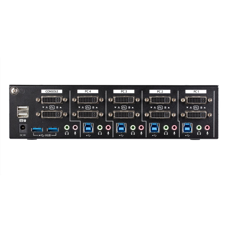 StarTech 4 Port Dual Monitor Dual Link DVI KVM Switch 1440p - Dual Screen/View/Display Compact USB KVM Switch w/Integrated USB 3.0 Hub & Audio - Dell HP Apple Lenovo TAA Compliant