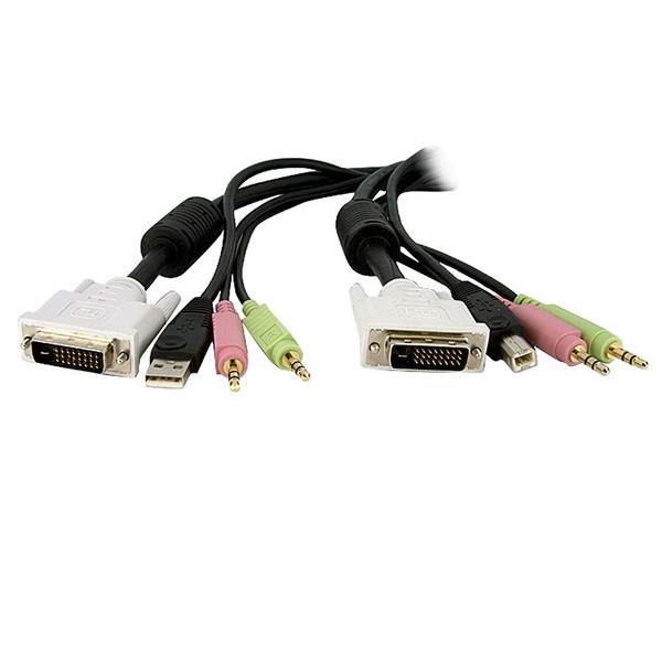 StarTech 10ft 4-in-1 USB Dual Link DVI-D KVM Switch Cable w/ Audio & Microphone