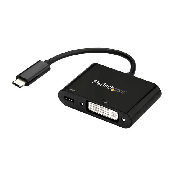 StarTech USB C to DVI Adapter with Power Delivery - 1080p USB Type-C to DVI-D Single Link Video Display Converter w/ Charging - 60W PD Pass-Through - Thunderbolt 3 Suitable - Black