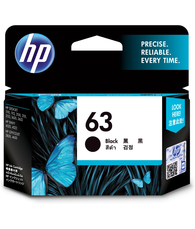 New HP 63 Black Original Inkjet Printer Ink Cartridge