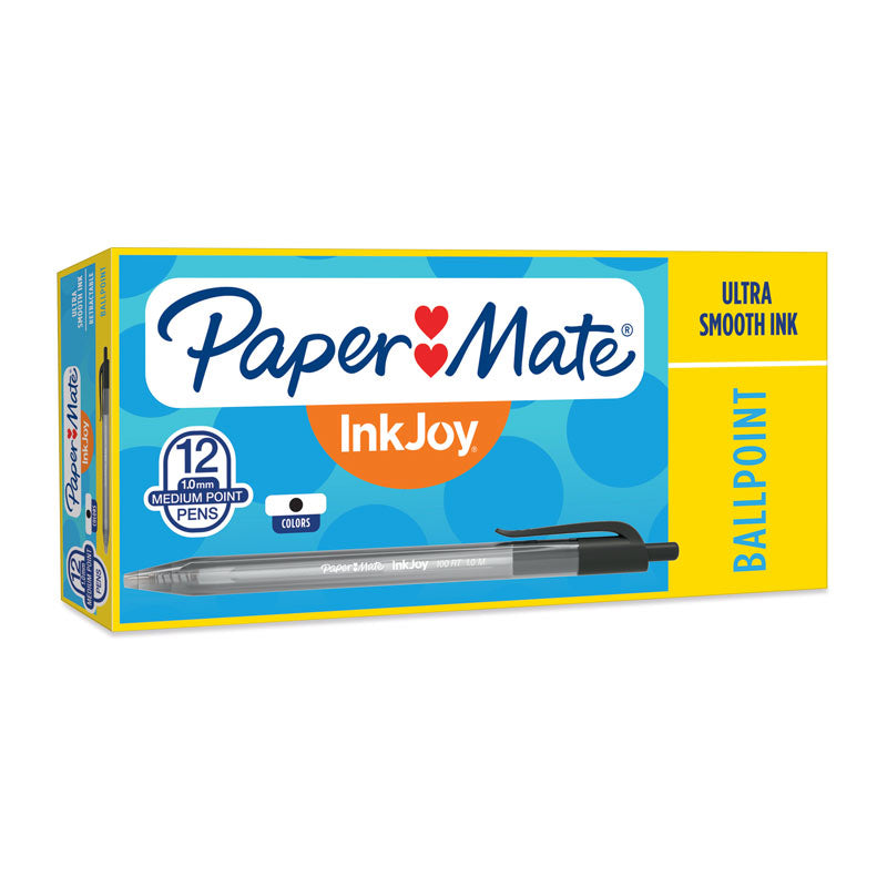 Papermate Paper Mate InkJoy 100RT Retractable Ballpoint Pens, Medium Point (1.0mm)