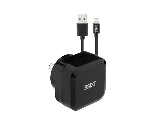 3SIXT Wall Charger AU 4.8A + Lightning Cable 1m - Black