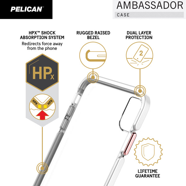 PELICAN Ambassador Case  Clear & White & Rose Gold  iPhone X / iPhone XS