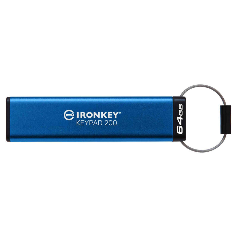 Kingston IronKey Keypad 200 USB flash drive 64 GB USB Type-A 3.2 Gen 1 (3.1 Gen 1) Blue