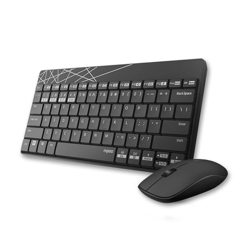Rapoo 8000M keyboard Mouse included RF Wireless + Bluetooth QWERTY English Black