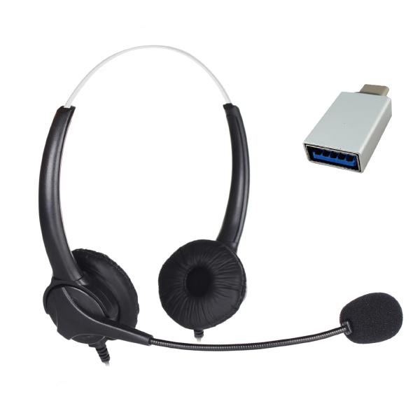 Shintaro Stereo USB-C/-A Headset with microphone with USB-C (M) to USB-A (F) adapter