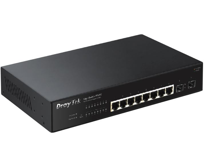Draytek Vigor Switch P1092 8Port 802.3af/at PoE IP LAN Switch 110watts QOS IEEE Fan-less 2yr wty.