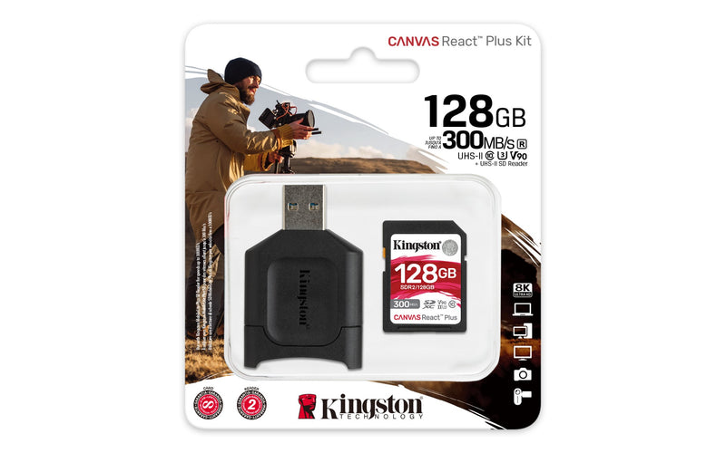 Kingston Technology Canvas React Plus memory card 128 GB SD Class 10 UHS-II