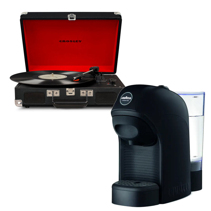 Crosley Cruiser Bluetooth Portable Turntable - Black + Lavazza Tiny Coffee Machine - Black