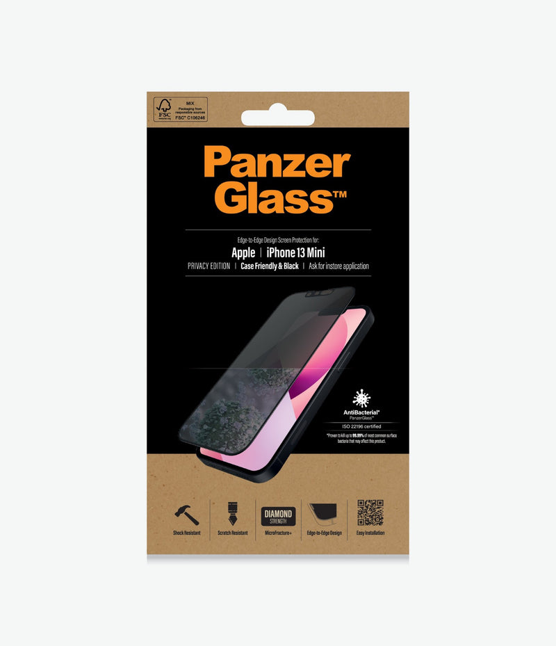 PanzerGlass â¢ Privacy Screen Protector Apple iPhone 13 Mini | Edge-to-Edge