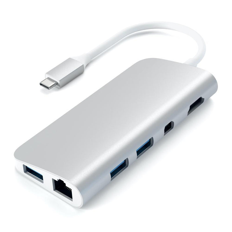 Satechi USB-C Multimedia Adapter 4K Ethernet Display-Port - Silver