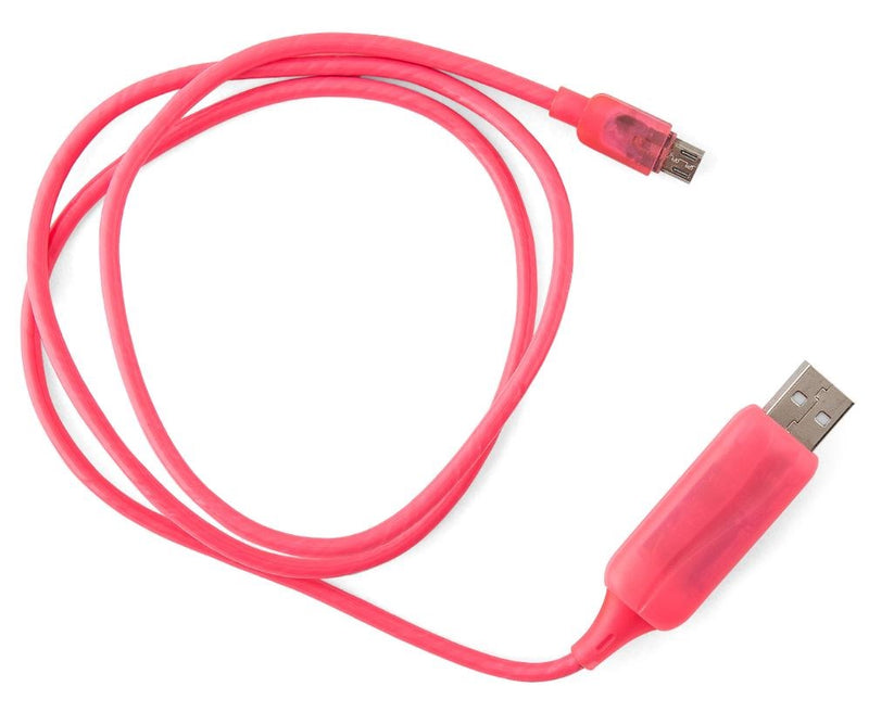 Generic Astrotek 1m LED Light Up Visible Flowing Micro USB Charger Data Cable Pink Charging Cord for Samsung LG Android Mobile Phone