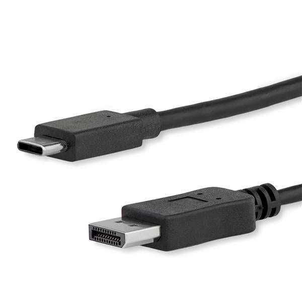 StarTech 6ft/1.8m USB C to DisplayPort 1.2 Cable 4K 60Hz - USB-C to DisplayPort Adapter Cable HBR2 - USB Type-C DP Alt Mode to DP Monitor Video Cable - Works w/ Thunderbolt 3 - Black