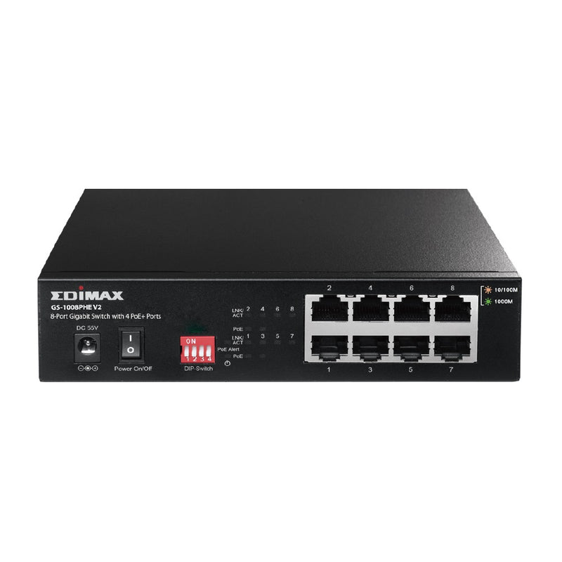Edimax GS-1008PHE V2 network switch Unmanaged Gigabit Ethernet (10/100/1000) Power over Ethernet (PoE) Black