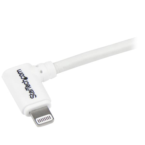 StarTech 1 m (3 ft.) USB to Lightning Cable - Right Angle iPhone / iPad / iPod Charger Cable - 90 Degree Lightning to USB Cable - Apple MFi Certified - White